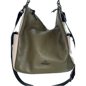 Coach Pennie Shoulder Crossbody Bag Purse Colorblock Black Green Cream. Gunmetal